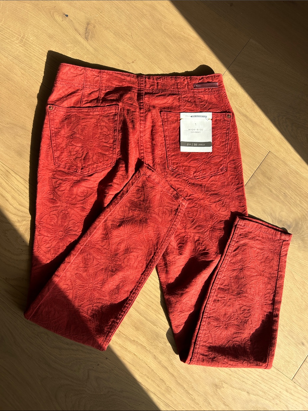 Pilcro Burnt Orange Cropped Embossed Ankle Pants 30”